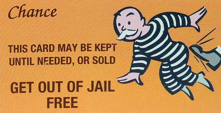 Get out of jail free monopoly card